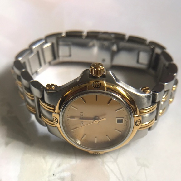 Rare Authentic Gucci 9040L Champagne Dial 2-toned Stainless Steel Ladies Watch. - Picture 3 of 16